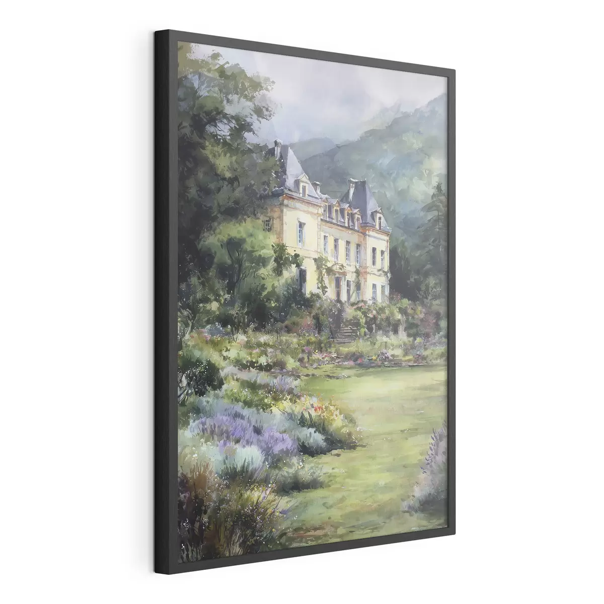 Plakat Francuski zamek otoczony ogrodem z lawendą f44797