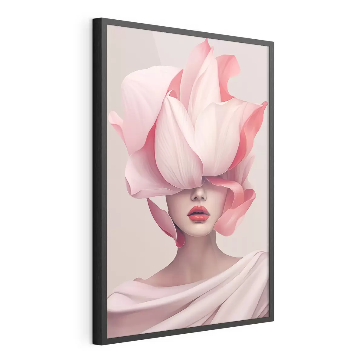 Plakat Portret kobiety z dużymi płatkami f44812