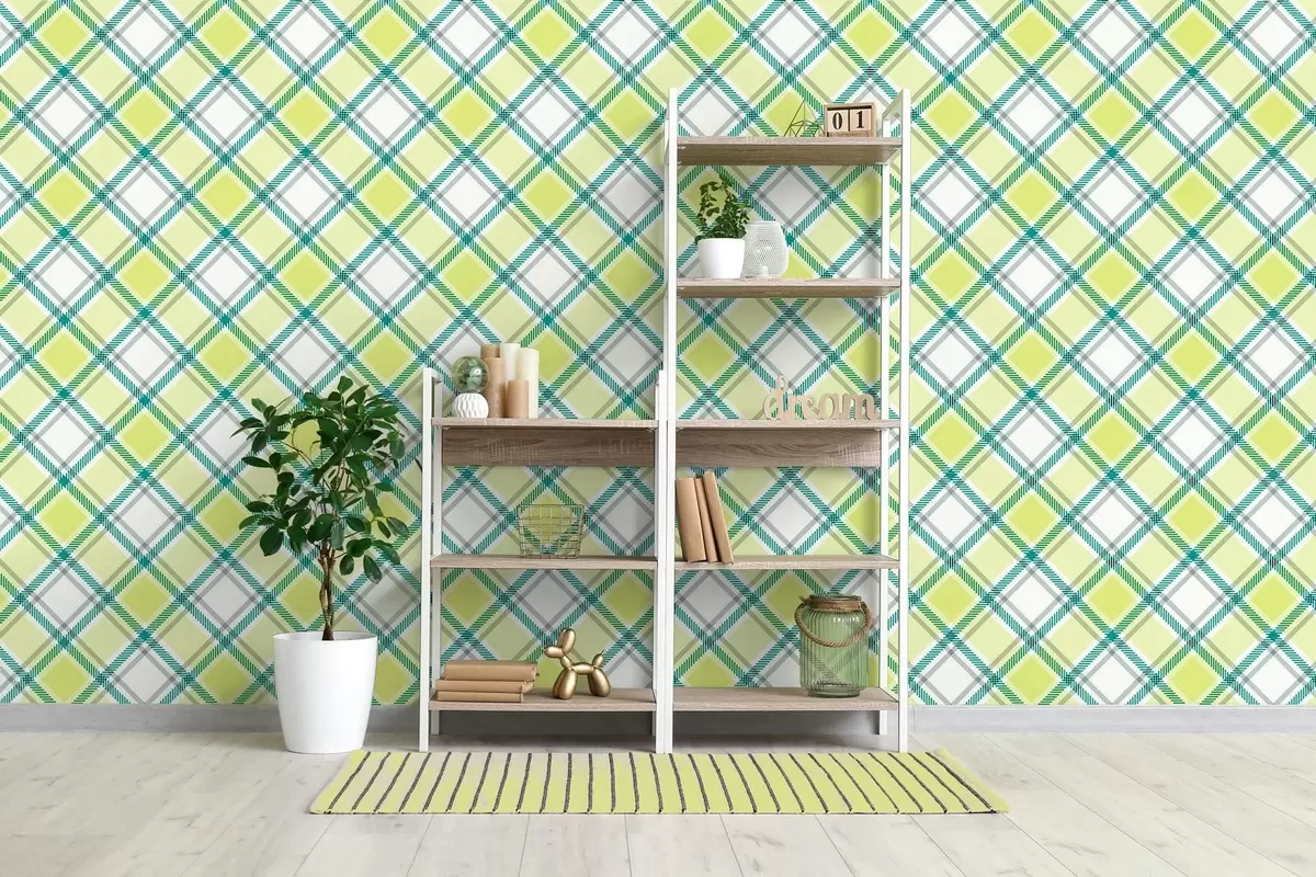 Fototapeta wzór w kratkę w żółtych odcieniach w04167v1