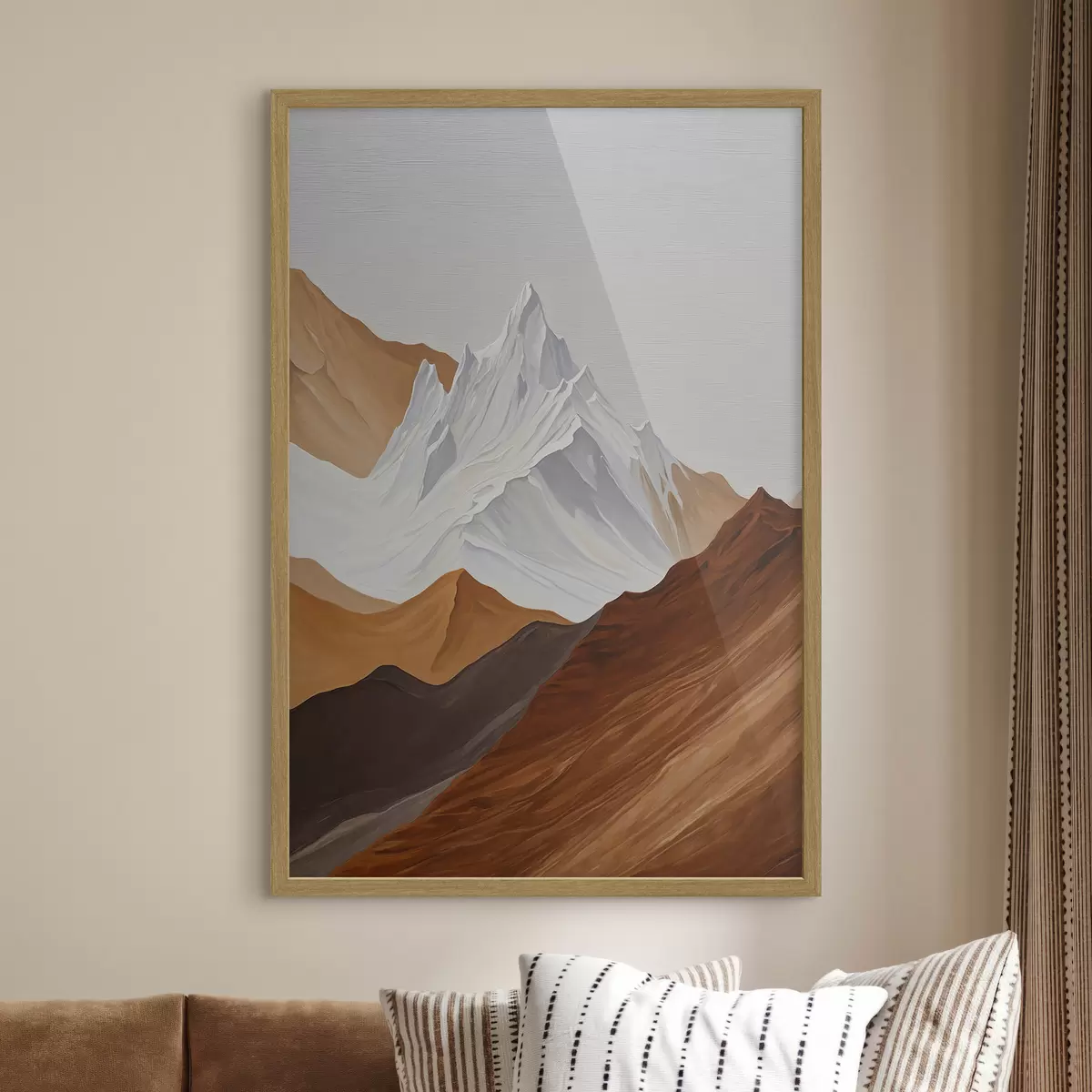 Plakat Geometryczny krajobraz górski w odcieniach brązu i bieli f44896