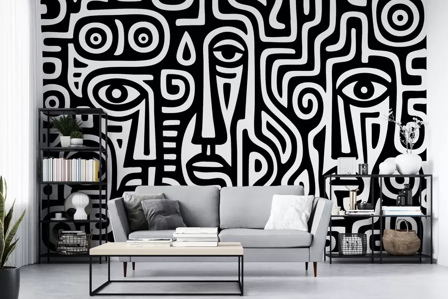 Fototapeta Stylizowane szczegóły twarzy w04186