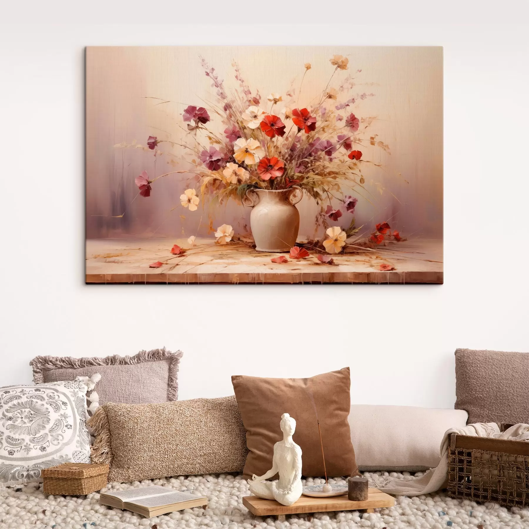 Obraz Bukiet polnych kwiatów w wazonie w stylu malarstwa olejnego s44947