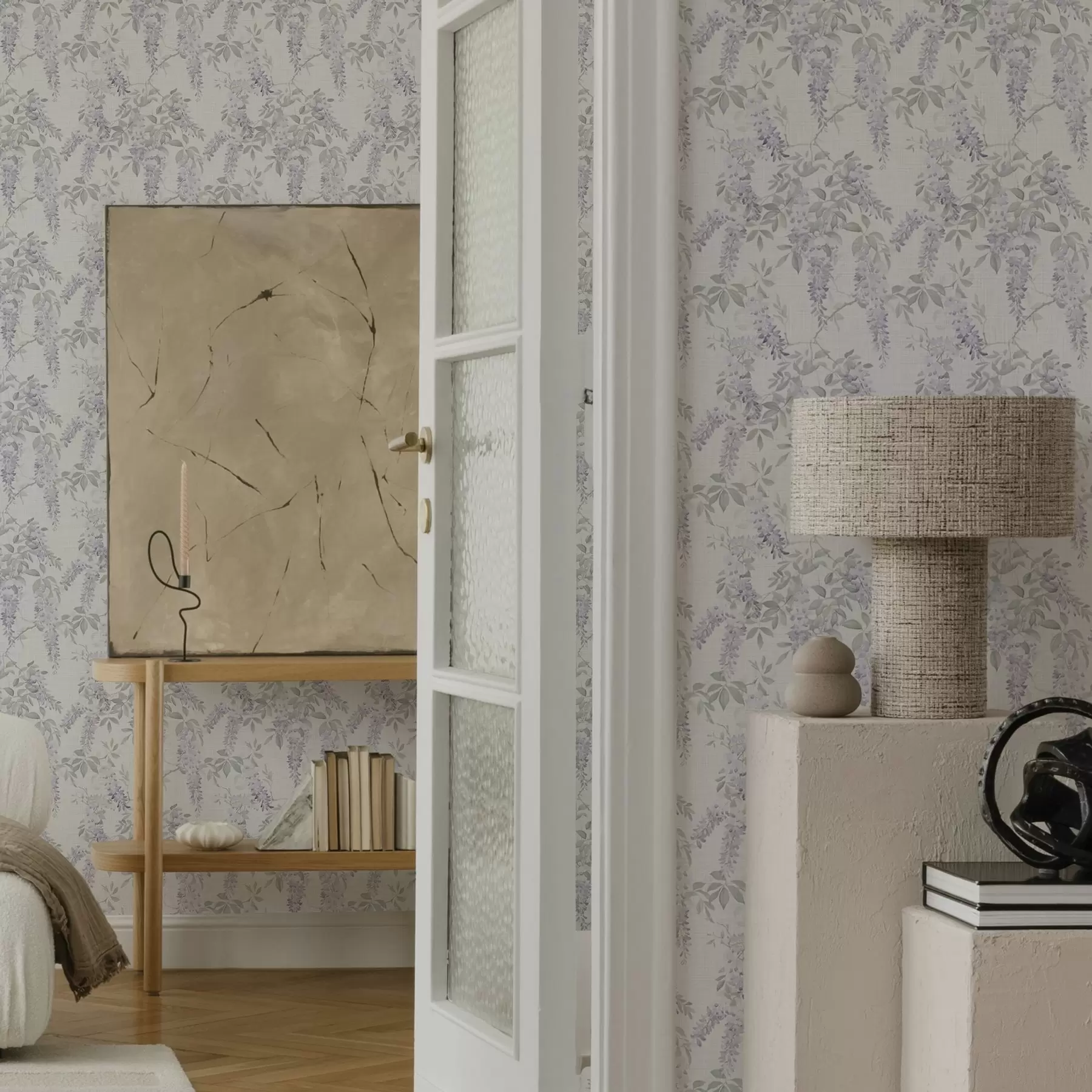 Fototapeta Liliowa glicynia na białym tle, styl akwareli a00239