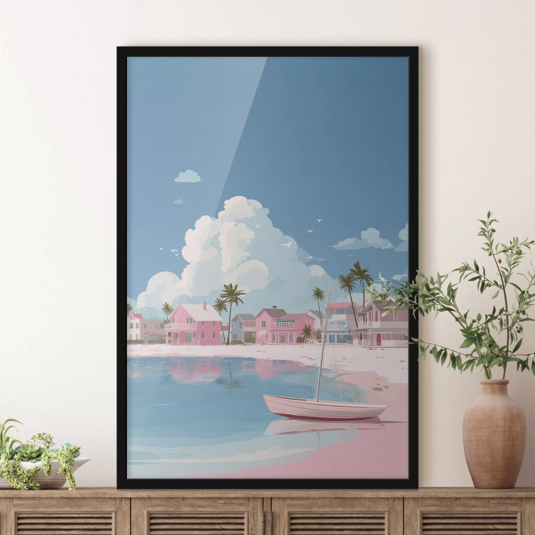Fototapeta Kolorowa różowa letnia plaża f44985