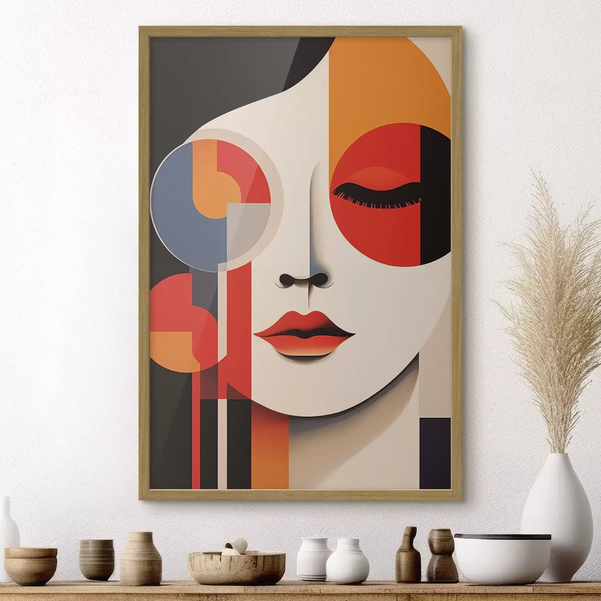 Plakat Abstrakcyjna twarz w geometrycznych kształtach f45086
