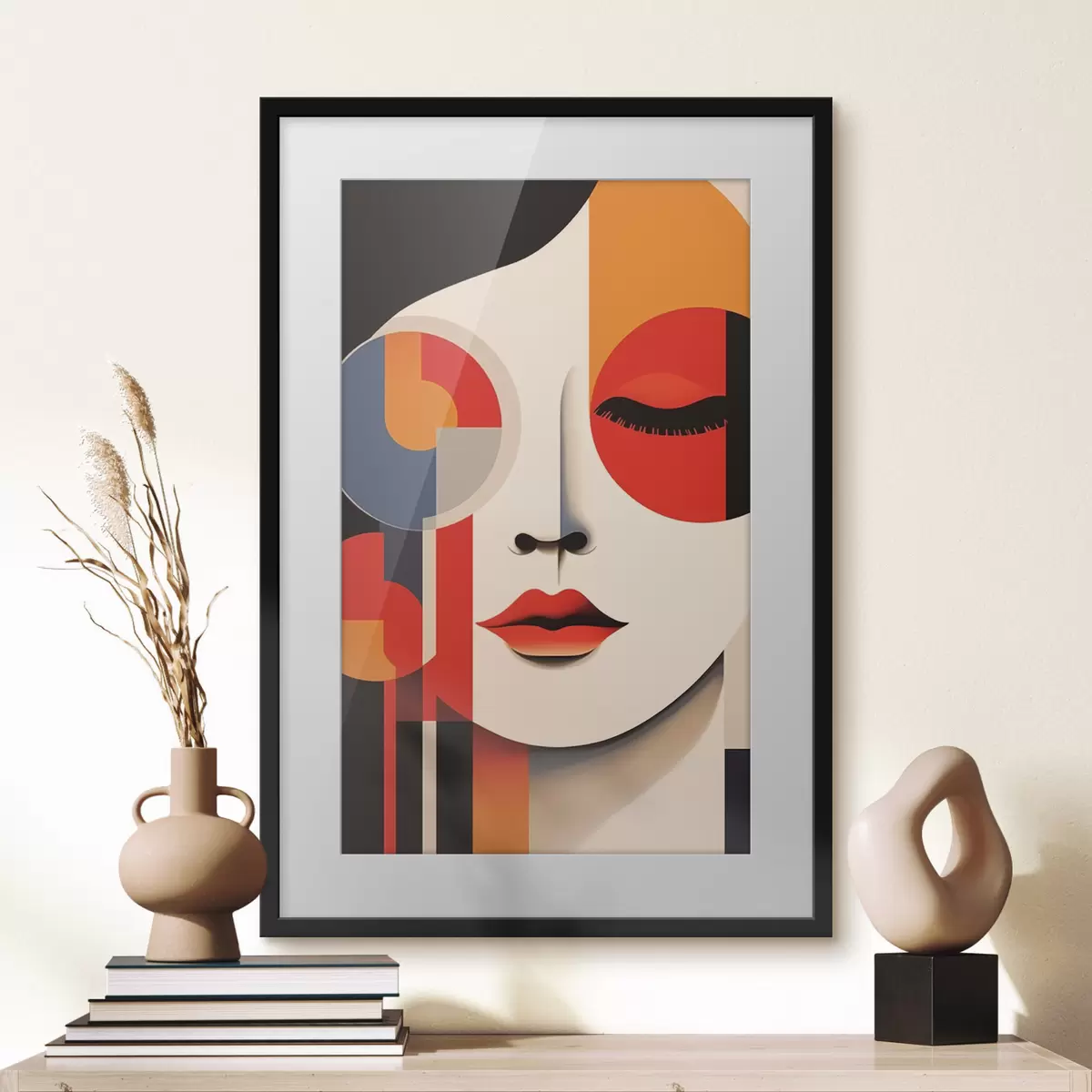 Plakat Abstrakcyjna twarz w geometrycznych kształtach f45086