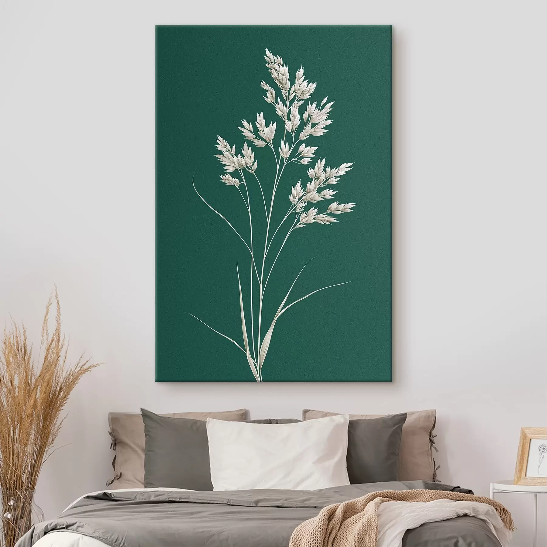 Obraz botaniczny, minimalny, trawa, łodyga, zielone tło, naturalny, roślina, płaski s45091