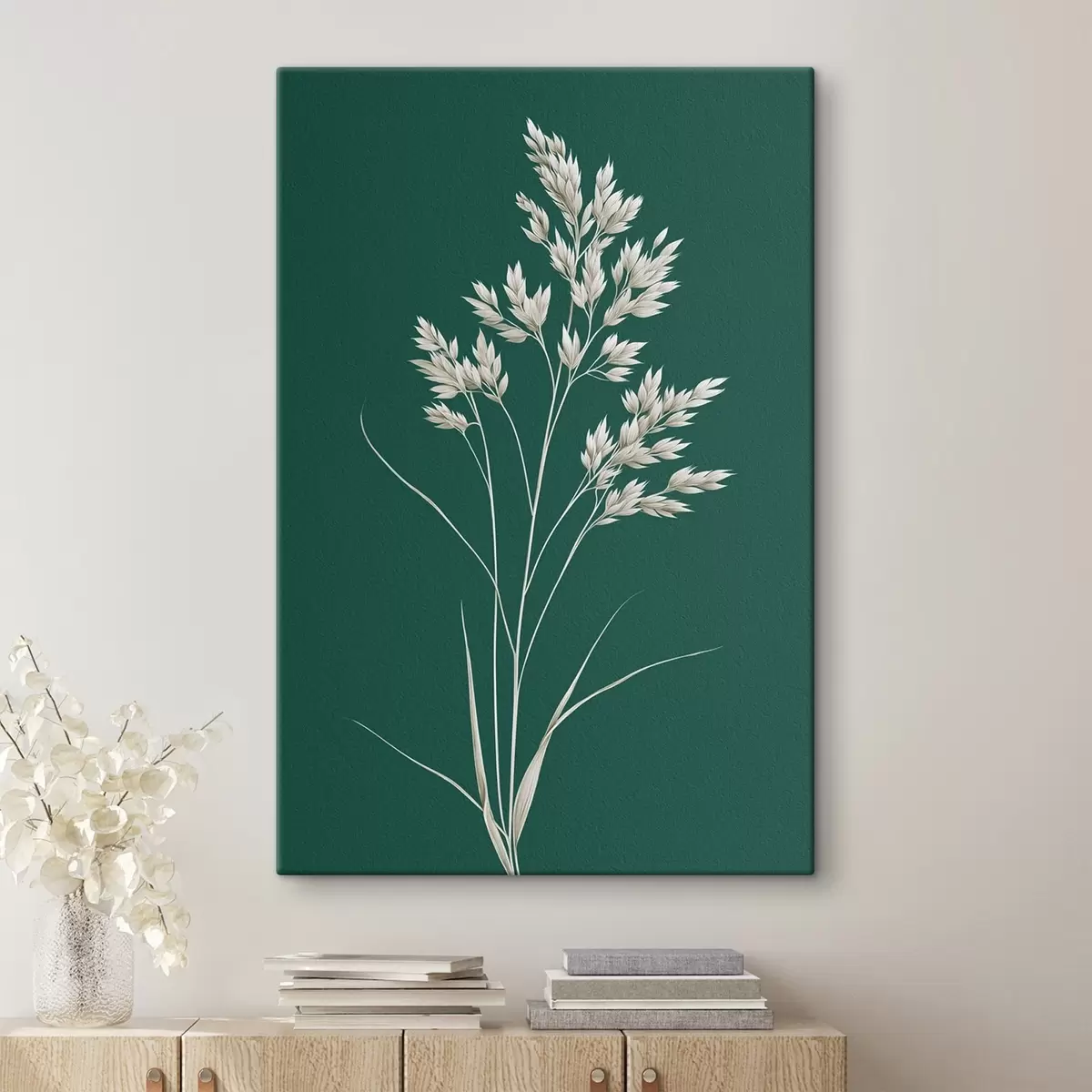 Obraz botaniczny, minimalny, trawa, łodyga, zielone tło, naturalny, roślina, płaski s45091