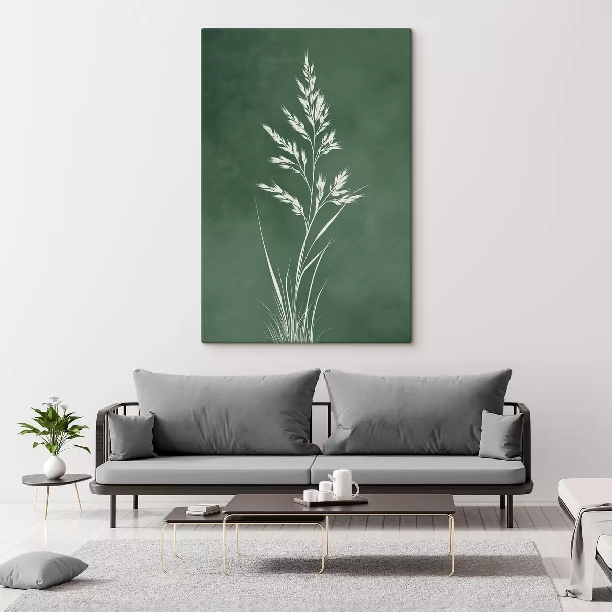 Obraz trawa polna, natura, sztuka botaniczna, elegancki, płaski styl, stonowane odcienie, liście s45093
