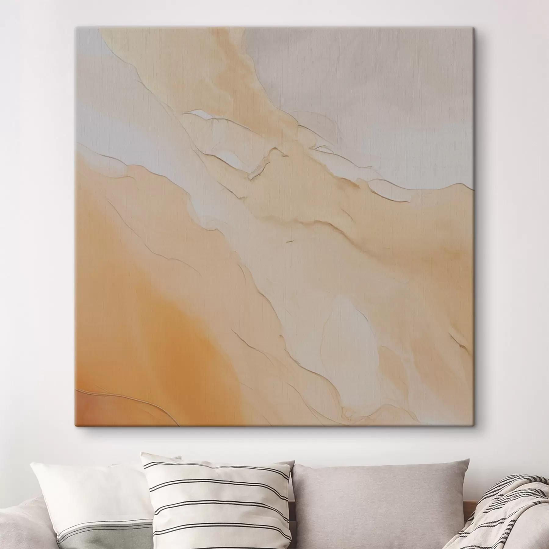 Obraz abstrakcyjny, płynny, beżowy, pomarańczowy, tekstura marmuru, miękkie połączenie, organiczne kształty, gładki s45105