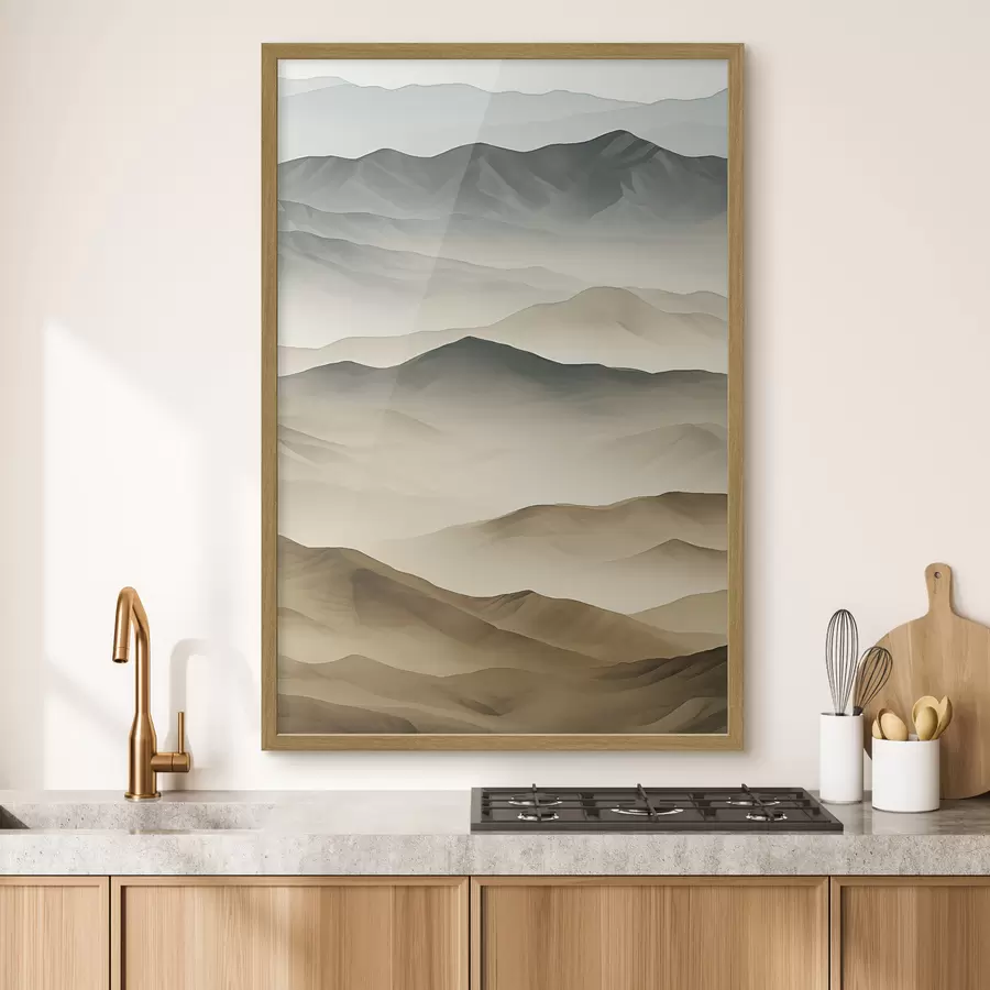 Fototapeta góry, warstwy, mgła, miękki gradient, naturalny, beżowy, abstrakcyjny, krajobraz f45095