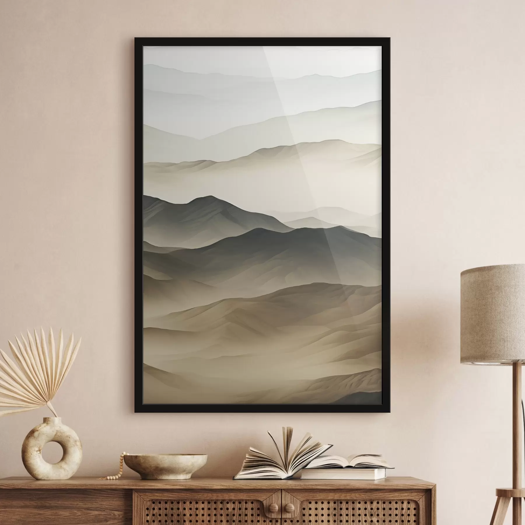 Fototapeta pustynne wzgórza, gładkie kształty, wyblakła, organiczna tekstura, spokojny, minimalny, teren f45097