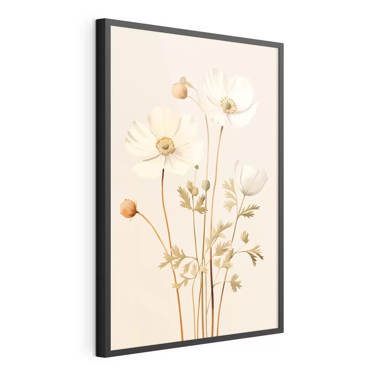 Plakat kwiat, botaniczny, beżowe tło, miękkie tony, płatki, roślina, vintage, minimalistyczny f45099