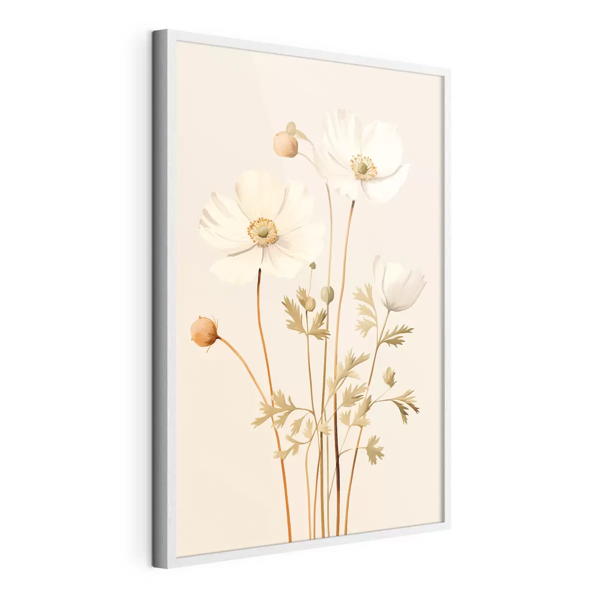 Plakat kwiat, botaniczny, beżowe tło, miękkie tony, płatki, roślina, vintage, minimalistyczny f45099
