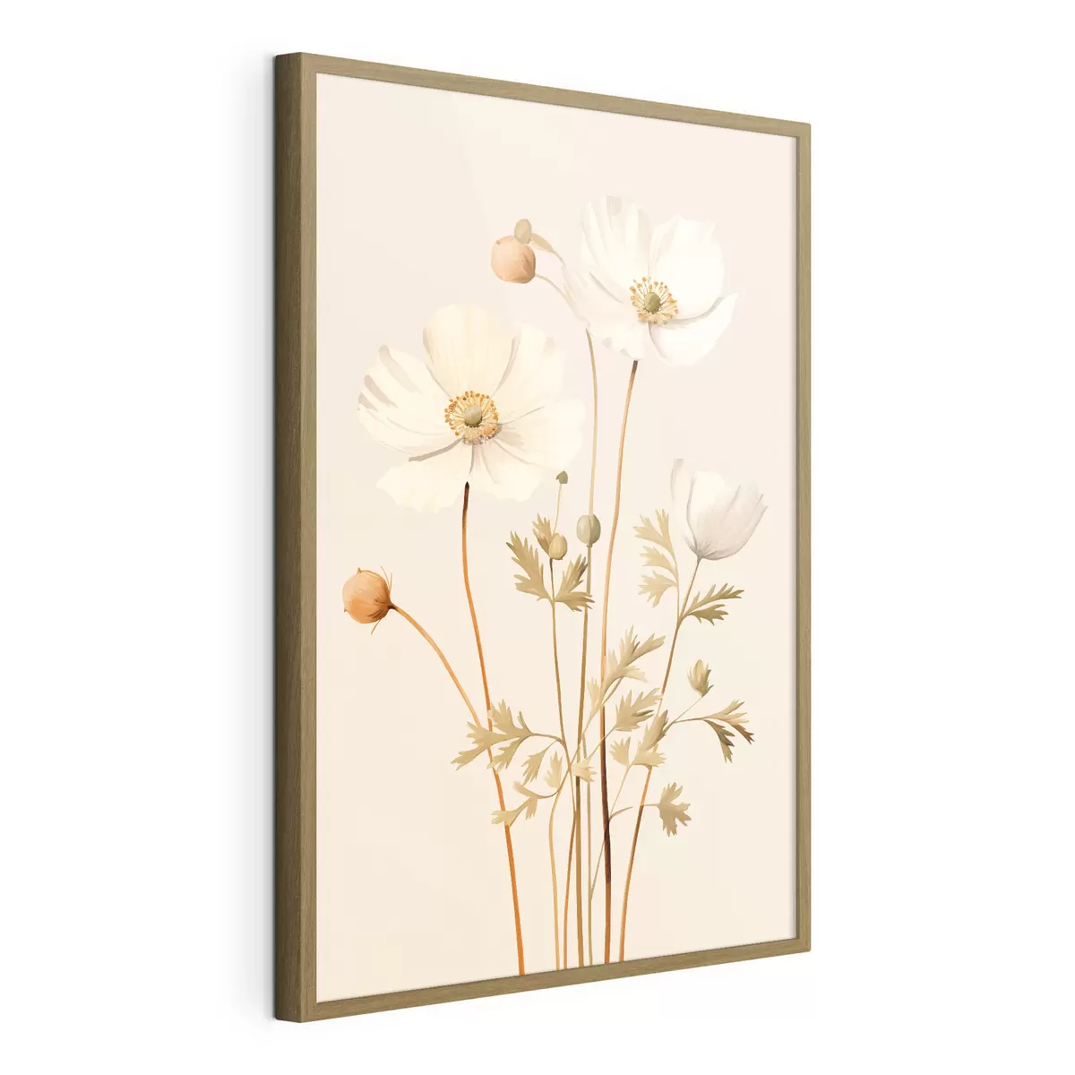 Plakat kwiat, botaniczny, beżowe tło, miękkie tony, płatki, roślina, vintage, minimalistyczny f45099