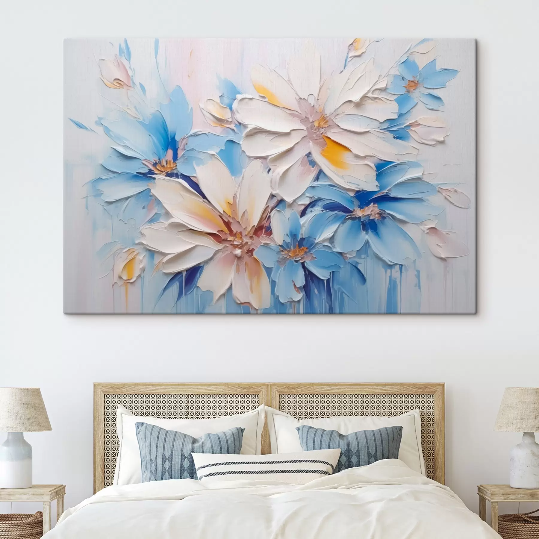 Obraz Kwiaty abstrakcyjne imitacje pociągnięć pędzla s45115