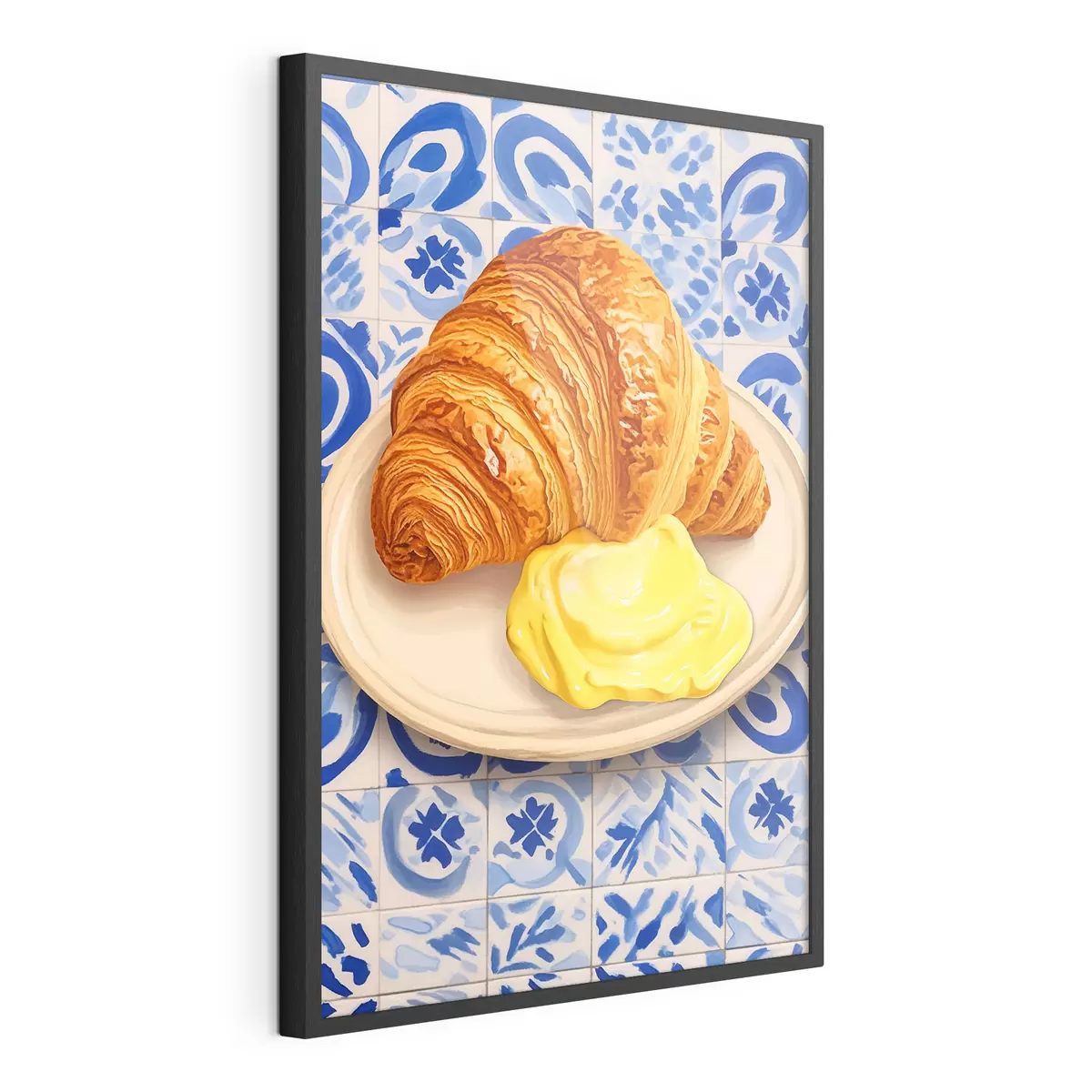Plakat Croissant z masłem na talerzu f45146