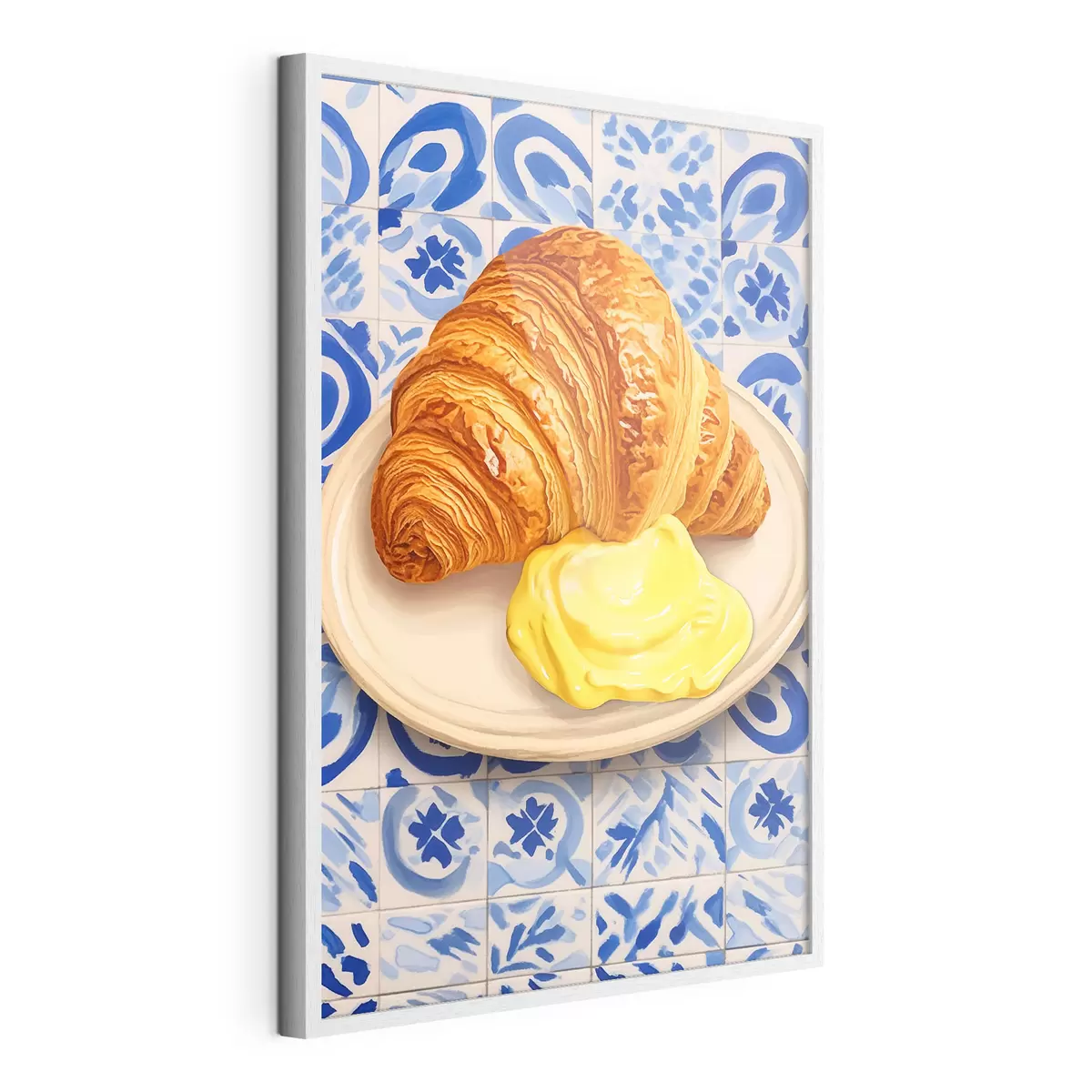 Plakat Croissant z masłem na talerzu f45146