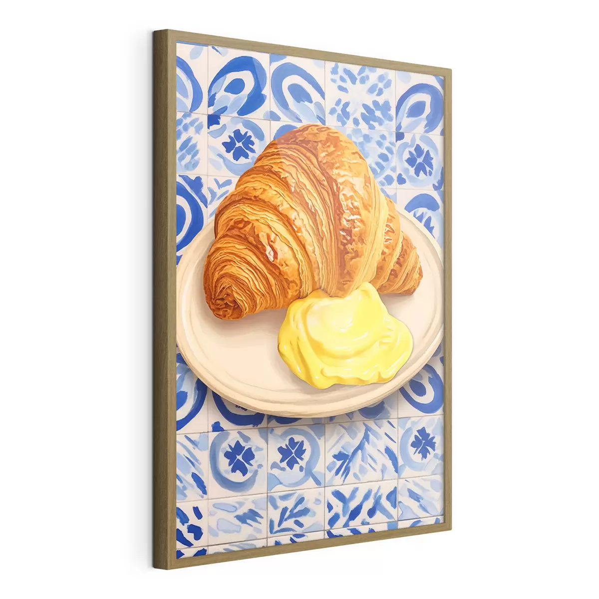 Plakat Croissant z masłem na talerzu f45146