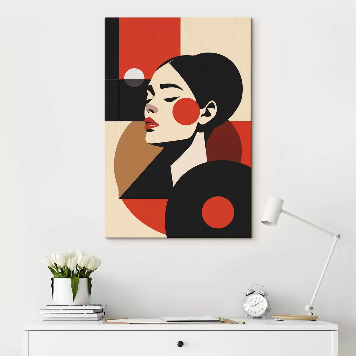 Obraz Abstrakcyjny portret kobiety w stylu Bauhaus s45165
