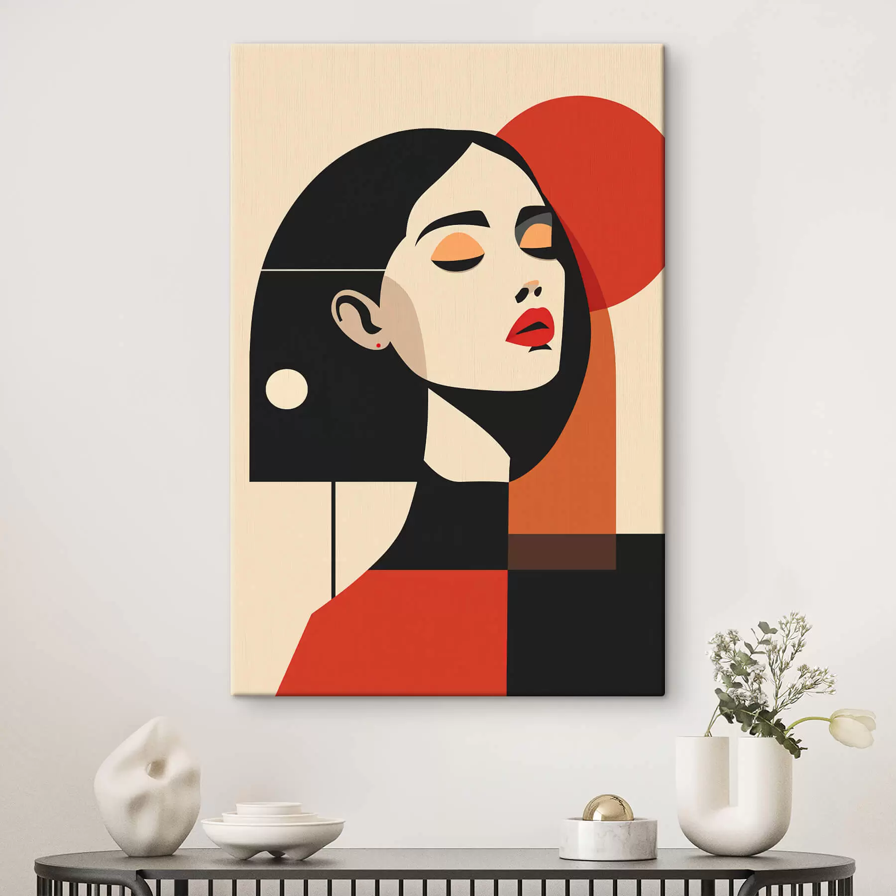 Obraz Abstrakcyjny portret kobiety w stylu Bauhaus s45166