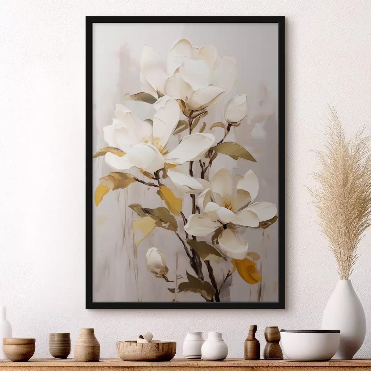 Plakat Abstrakcyjna gałąź z Magnolią f44300