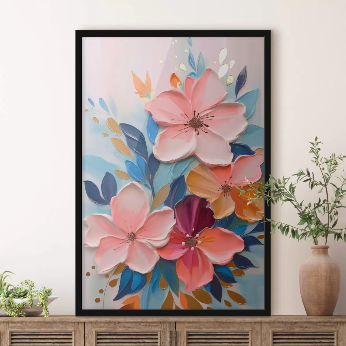 Plakat Abstrakcyjne kolorowe kwiaty f45064