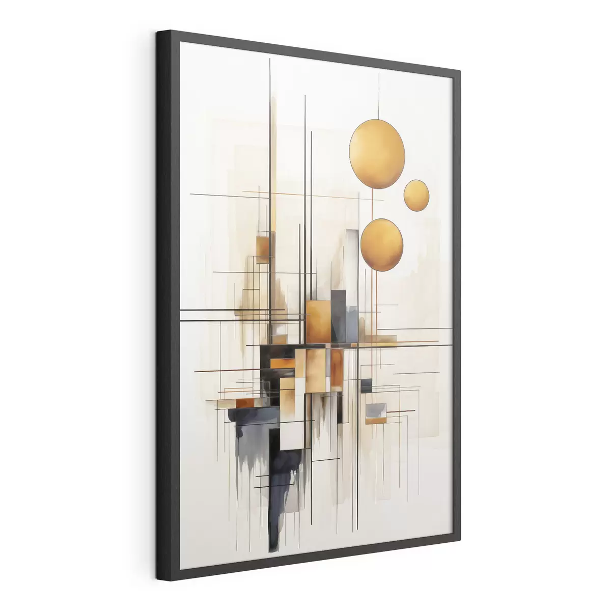 Plakat Ochrowe kule i linie f45159