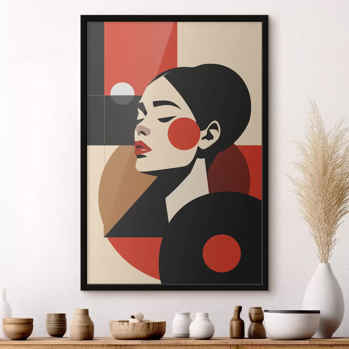 Plakat Abstrakcyjny portret kobiety w stylu Bauhaus f45165