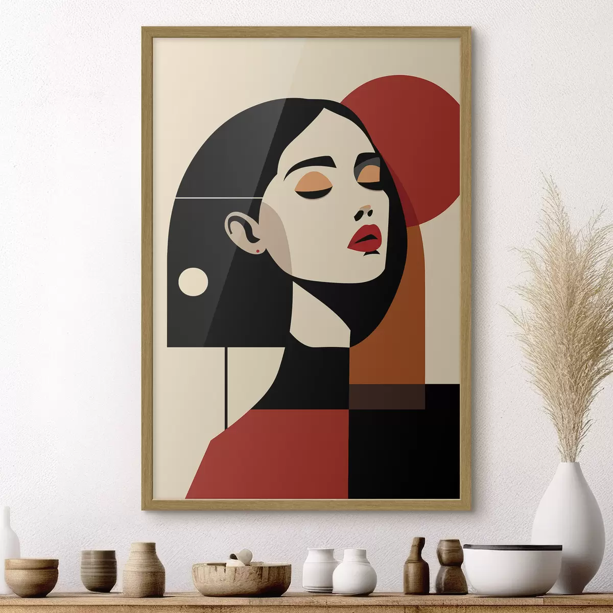 Plakat Abstrakcyjny portret kobiety w stylu Bauhaus f45166