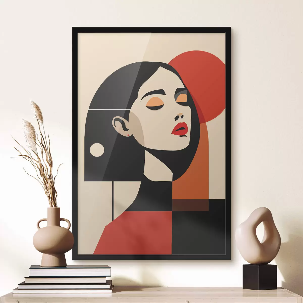 Plakat Abstrakcyjny portret kobiety w stylu Bauhaus f45166