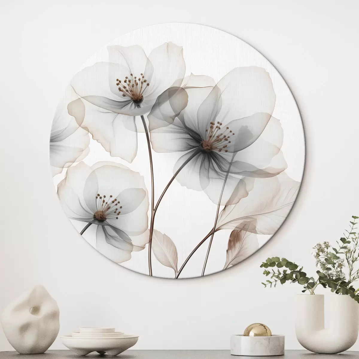 Okrągłe obrazy Kwiaty r45066