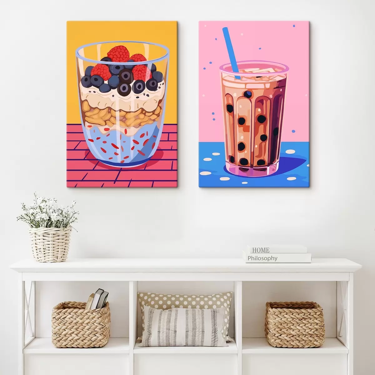 Obraz Herbata bąbelkowa i granola z owocami m00545