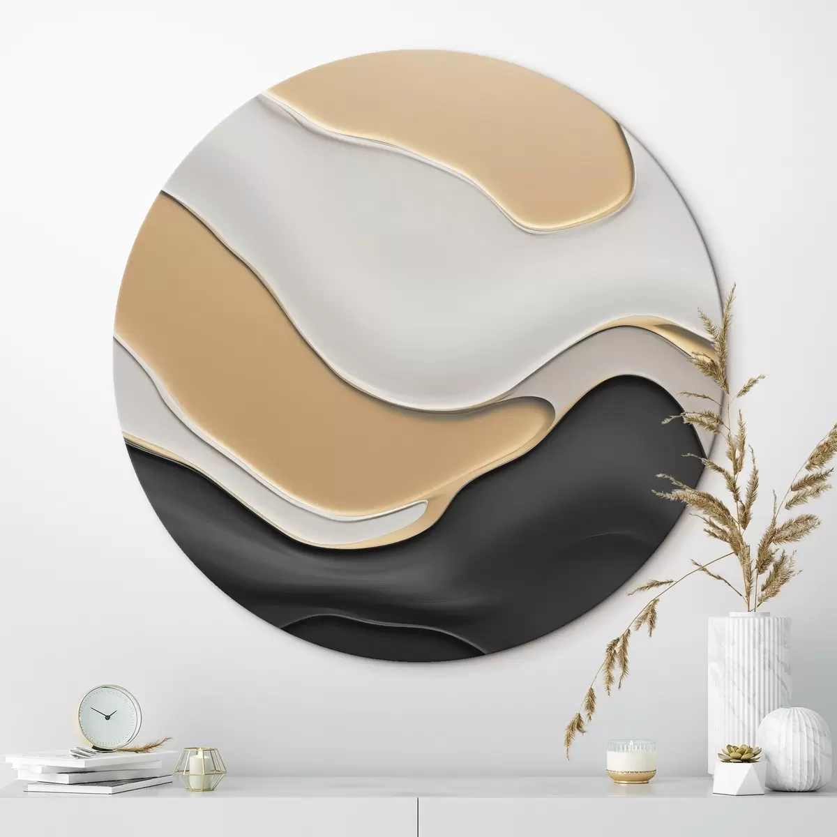Okrągłe obrazy Abstrakcyjne, eleganckie krzywe r45203