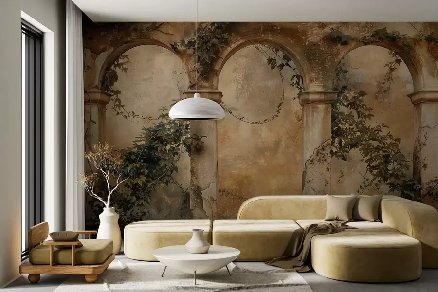 Fototapeta przyciemniane łuki retro z bluszczem w04304