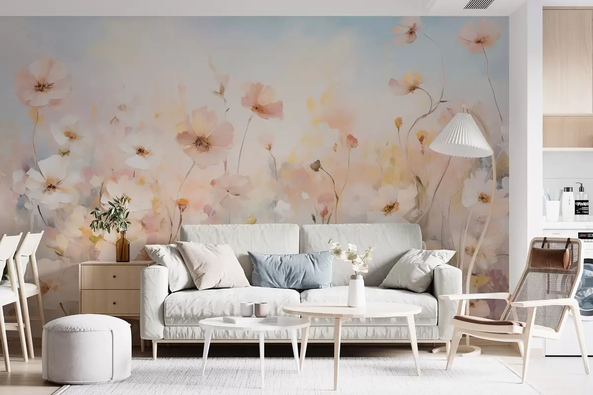 Fototapeta Kwiaty w pastelowych odcieniach w stylu akwareli w09280