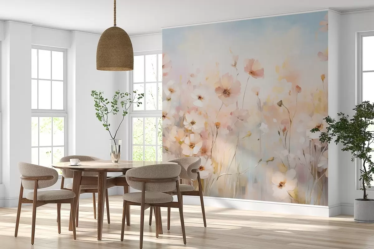 Fototapeta Kwiaty w pastelowych odcieniach w stylu akwareli w09280