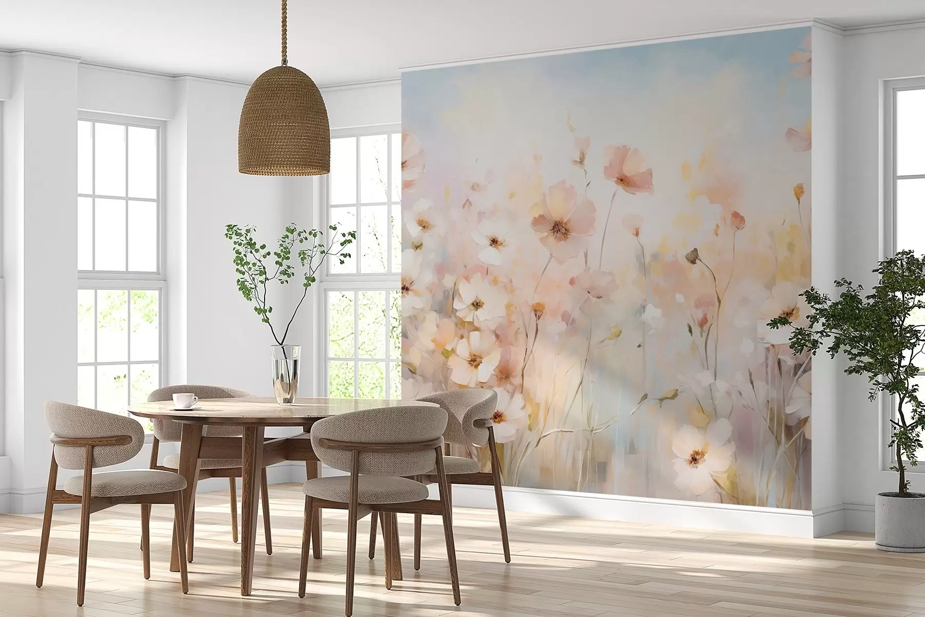 Fototapeta Kwiaty w pastelowych odcieniach w stylu akwareli w09280