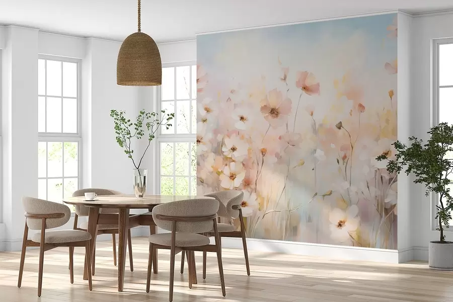 Fototapeta Kwiaty w pastelowych odcieniach w stylu akwareli w09280