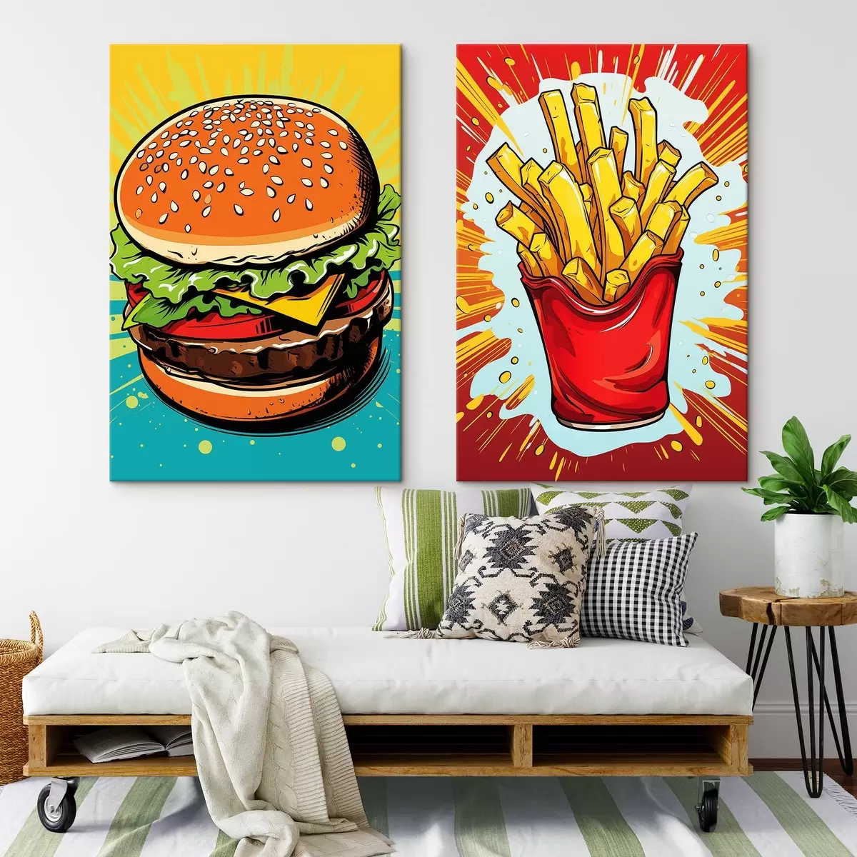 Obraz Frytki i burger m00556