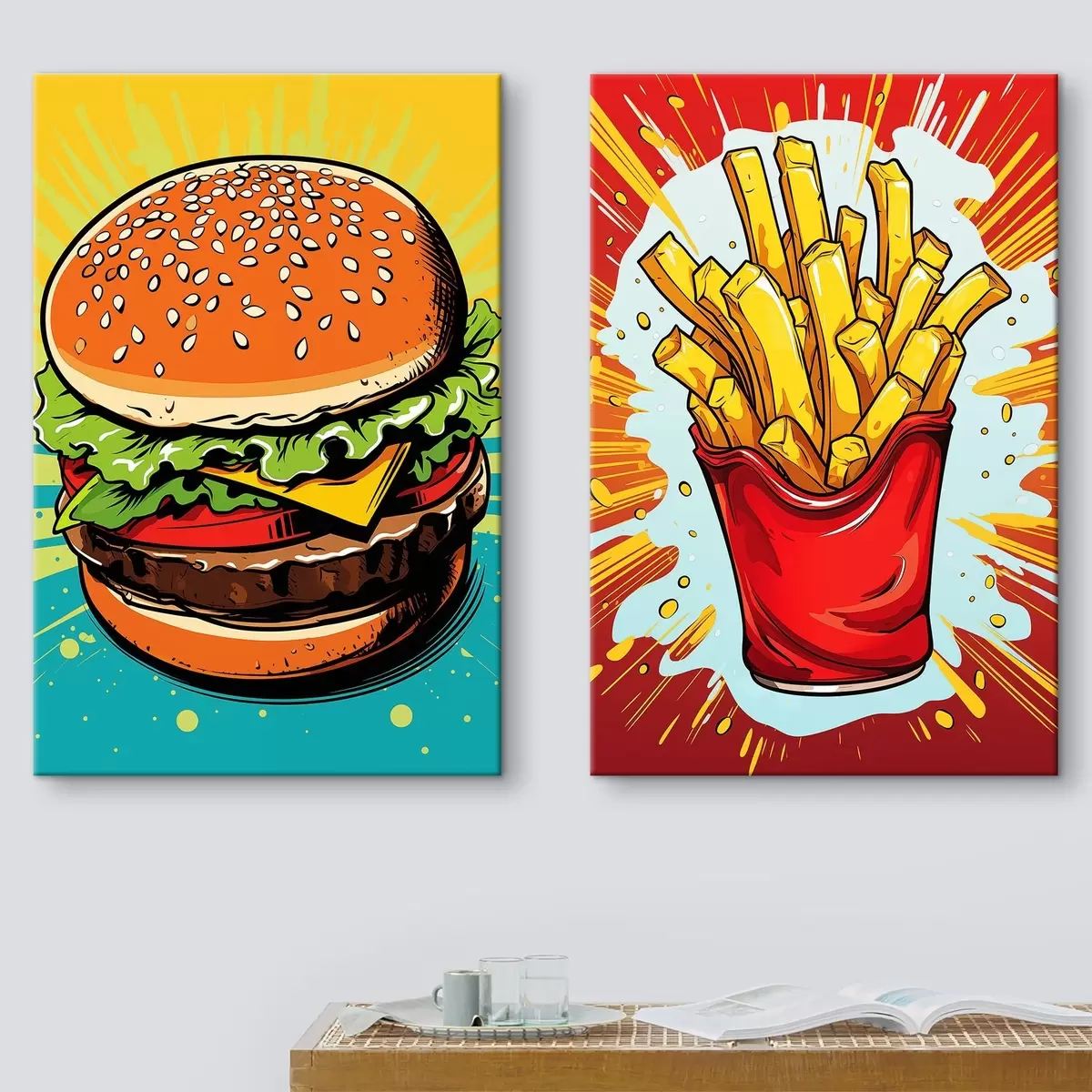 Obraz Frytki i burger m00556