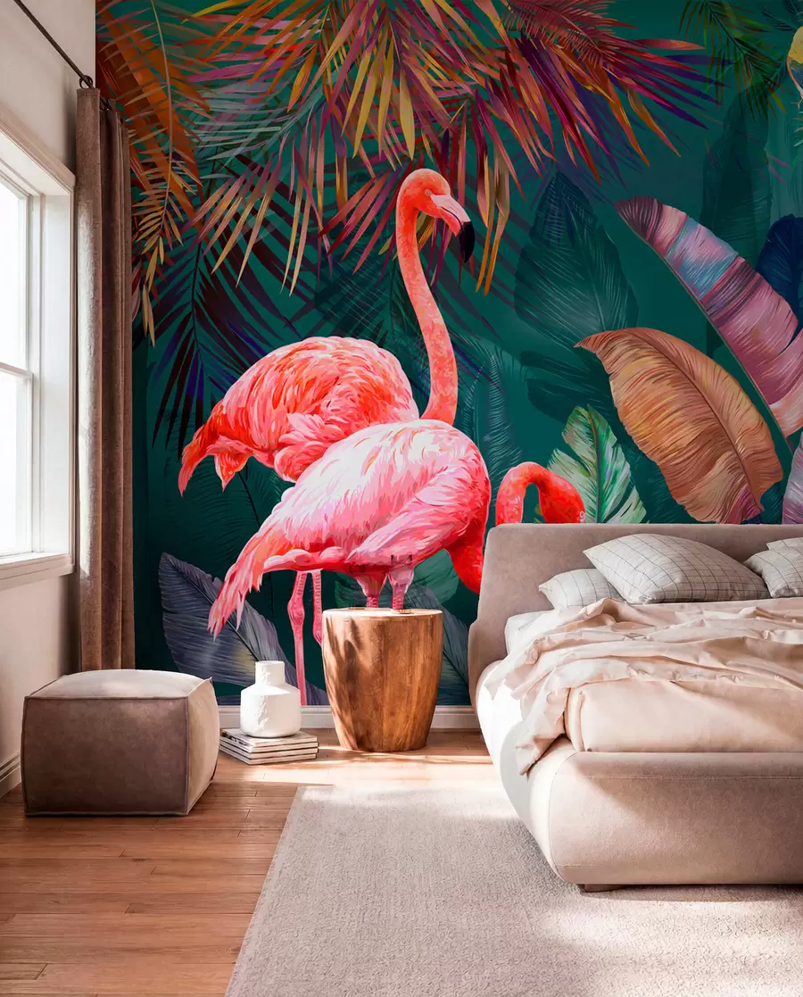 Fototapeta Flamingi w kolorowych tropikach u80403