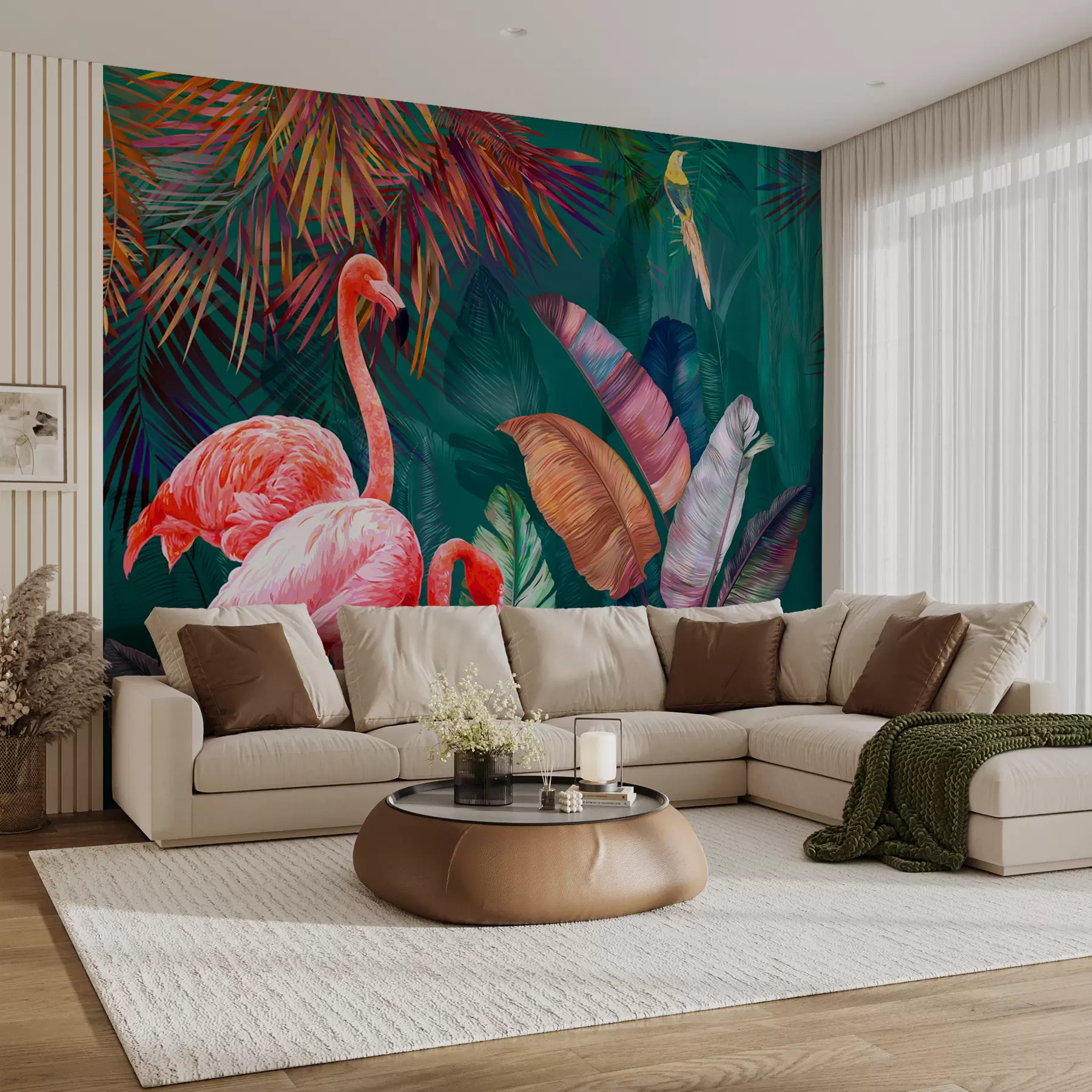 Fototapeta Flamingi w kolorowych tropikach u80403