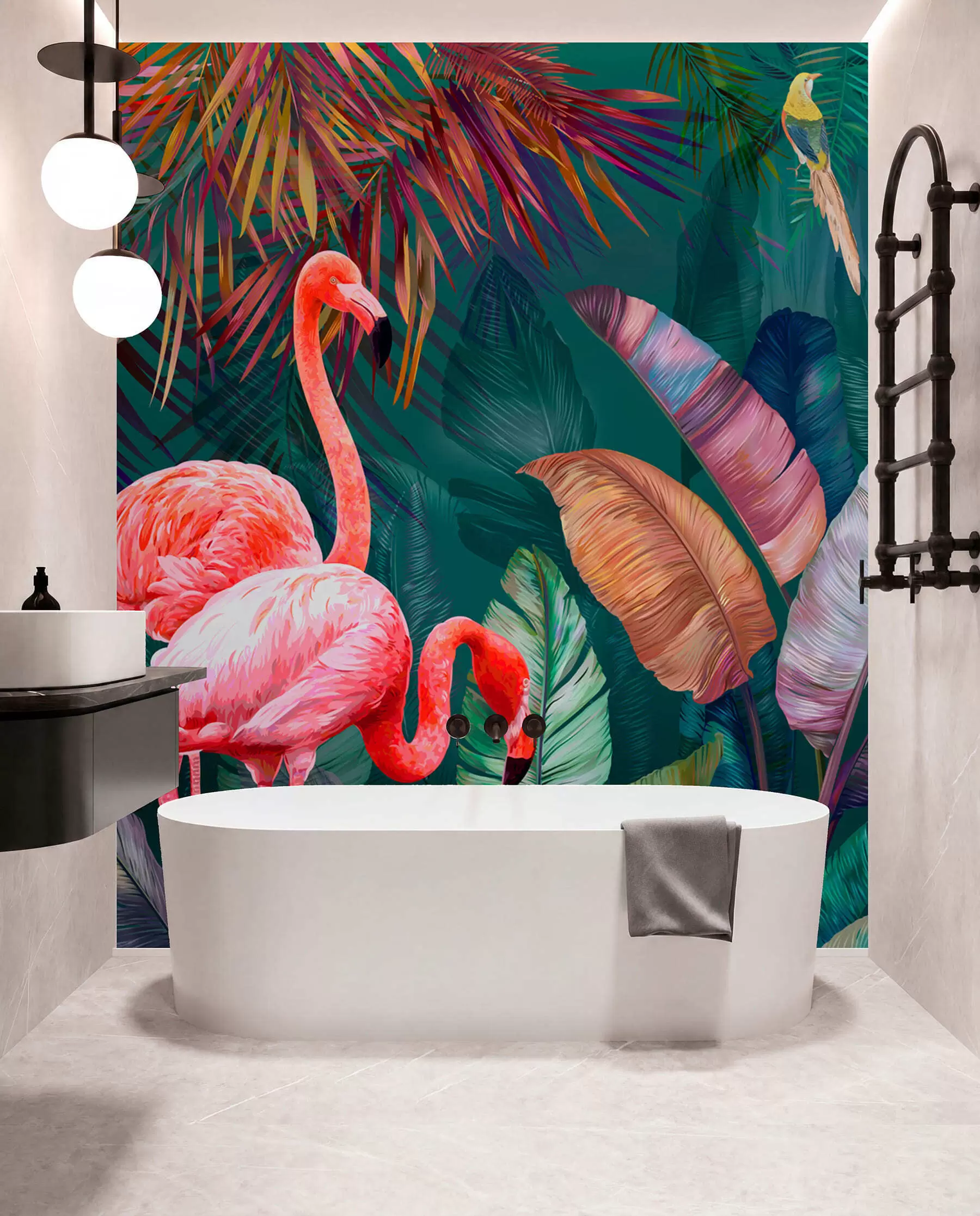 Fototapeta Flamingi w kolorowych tropikach u80403