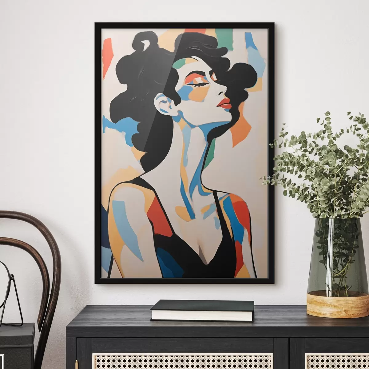 Plakat Abstrakcyjny portret kobiety z imitacją pociągnięć pędzla f45233