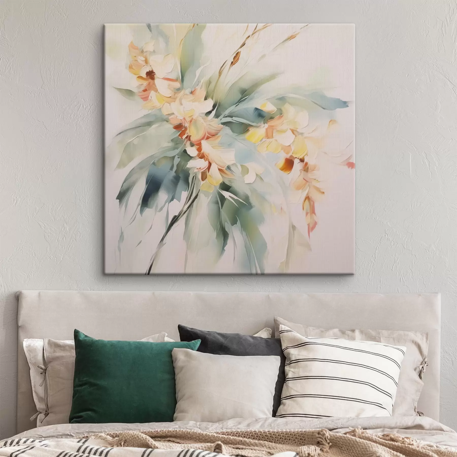 Obraz Abstrakcyjne kwiaty w liściach s45305