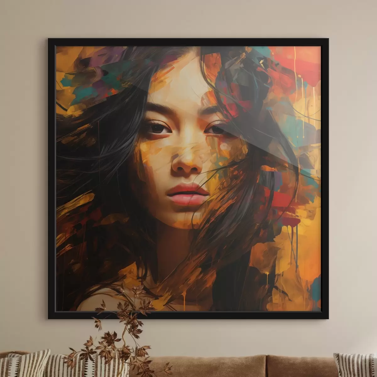 Plakat Portret kobiety w stylu abstrakcyjnym f45039