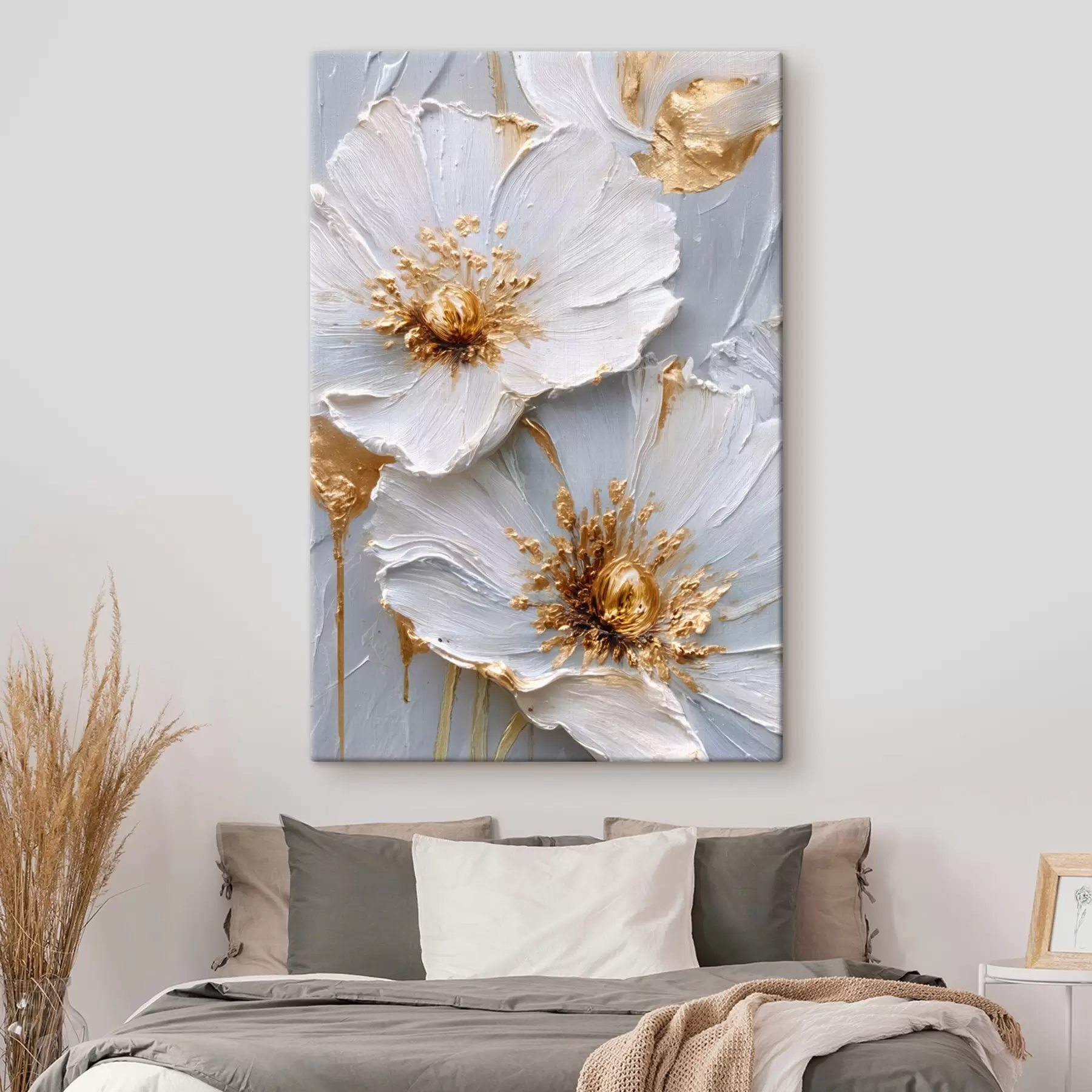 Obraz Teksturowane stokrotki: sztuka impasto z ekspresyjnymi pociągnięciami pędzla s45241