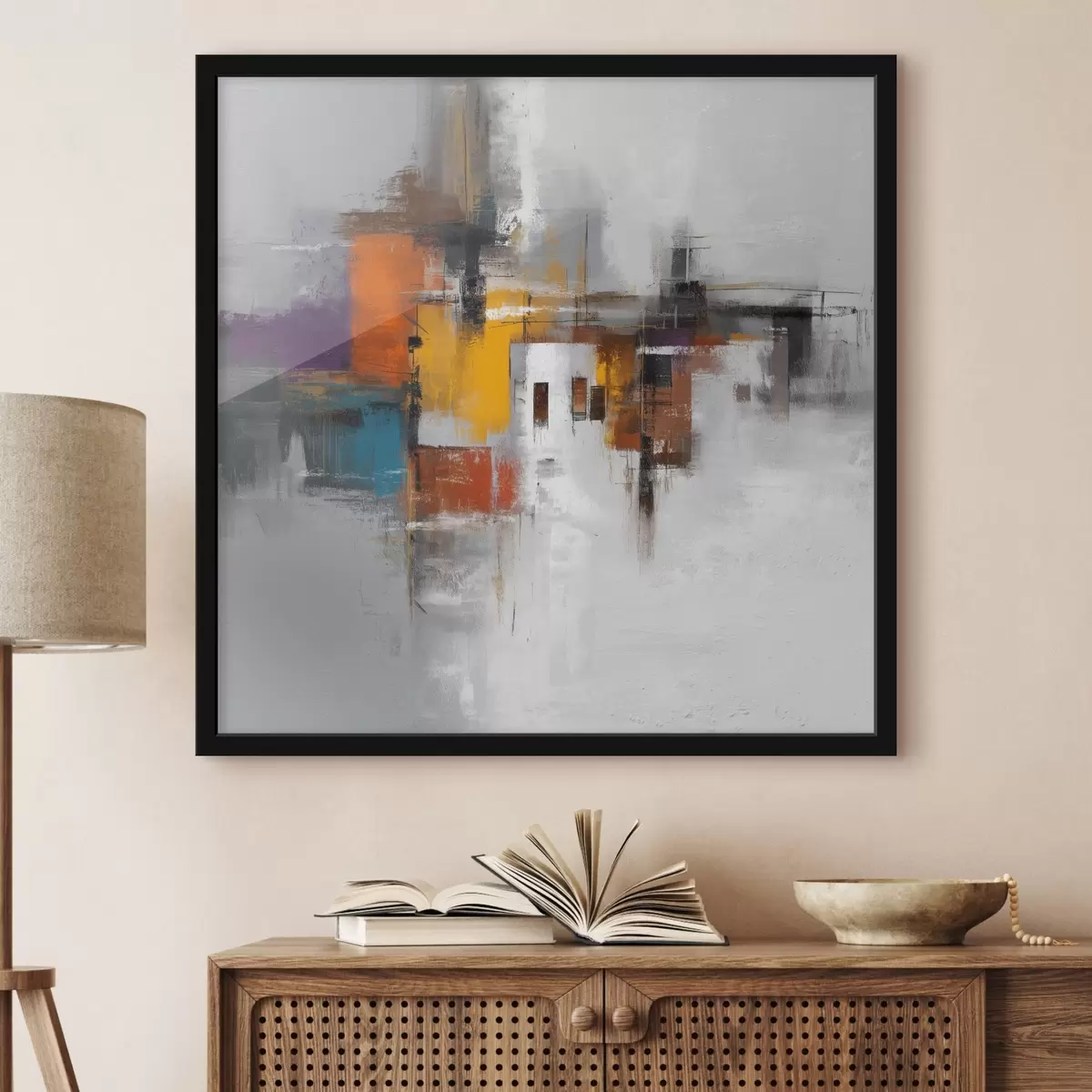 Plakat Kolorowa abstrakcja z motywami geometrycznymi f45239