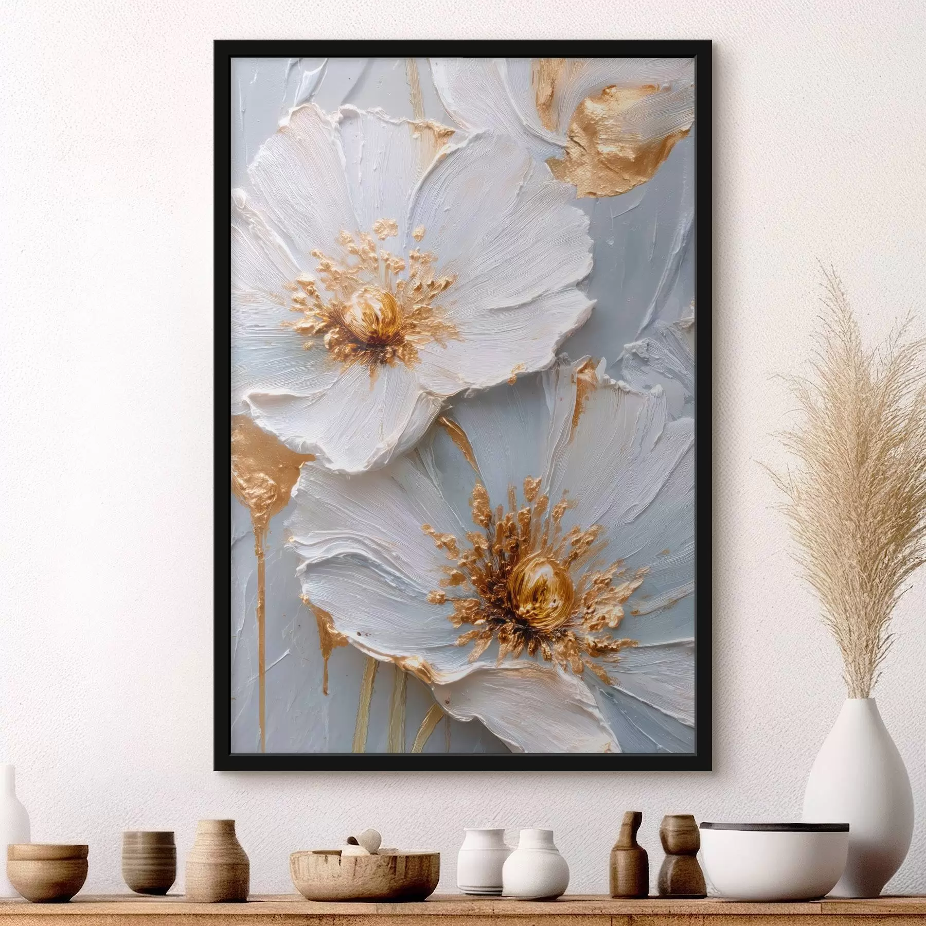 Fototapeta Teksturowane stokrotki: sztuka impasto z ekspresyjnymi pociągnięciami pędzla f45241